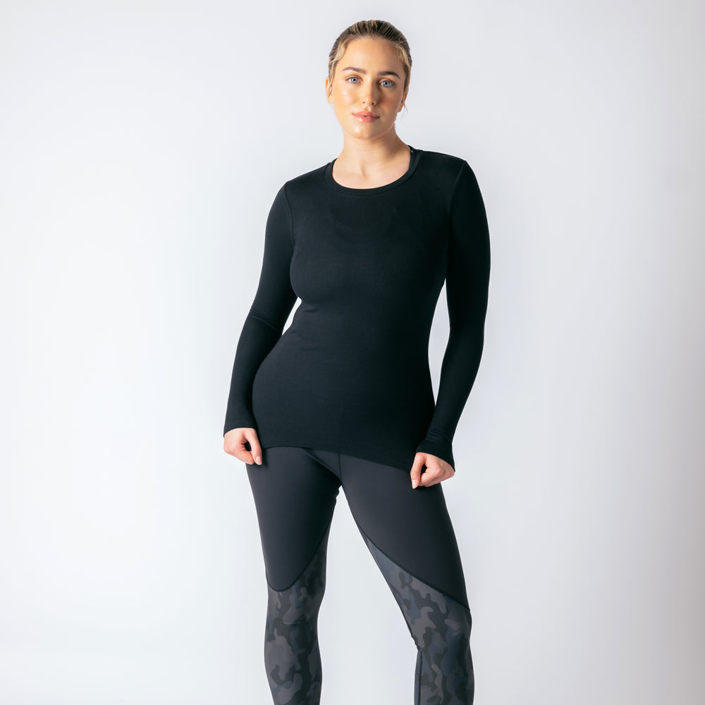 Long Sleeve Workout Tee - Black Onyx